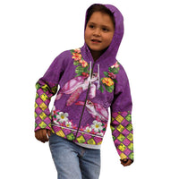 Hawaiian Lei Turtle and Plumeria Kid Hoodie Polynerian Art Tattoo-Mauve Color LT03 - Polynesian Pride