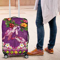 Hawaiian Lei Turtle and Plumeria Luggage Cover Polynerian Art Tattoo-Mauve Color LT03 Purple - Polynesian Pride