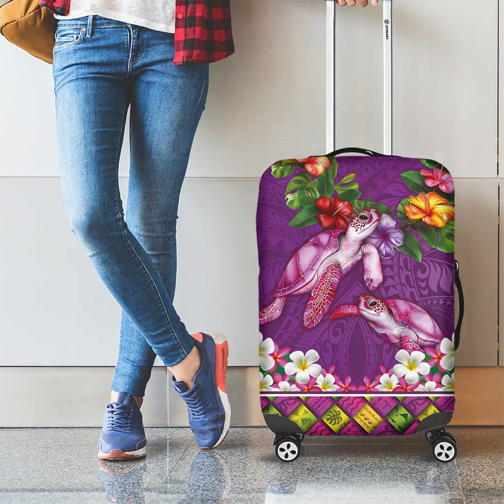 Hawaiian Lei Turtle and Plumeria Luggage Cover Polynerian Art Tattoo-Mauve Color LT03 - Polynesian Pride