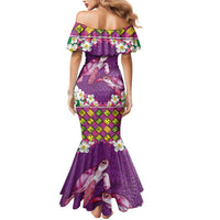 Hawaiian Lei Turtle and Plumeria Mermaid Dress Polynerian Art Tattoo-Mauve Color LT03 - Polynesian Pride