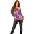 Hawaiian Lei Turtle and Plumeria Off Shoulder Sweater Polynerian Art Tattoo-Mauve Color