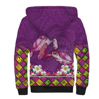 Hawaiian Lei Turtle and Plumeria Sherpa Hoodie Polynerian Art Tattoo-Mauve Color LT03 - Polynesian Pride