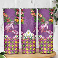 Hawaiian Lei Turtle and Plumeria Skinny Tumbler Polynerian Art Tattoo-Mauve Color LT03 - Polynesian Pride