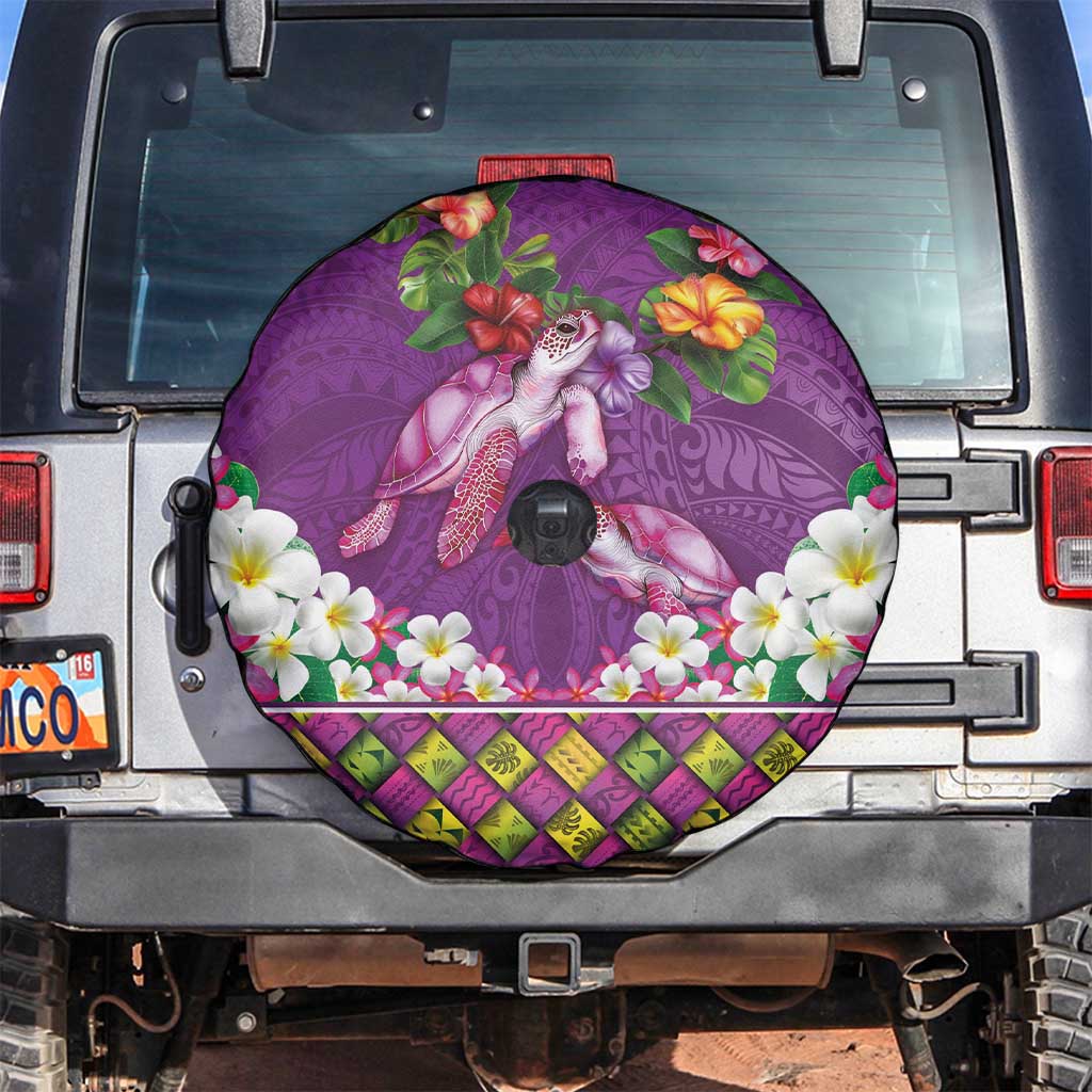Hawaiian Lei Turtle and Plumeria Spare Tire Cover Polynerian Art Tattoo-Mauve Color LT03 Purple - Polynesian Pride