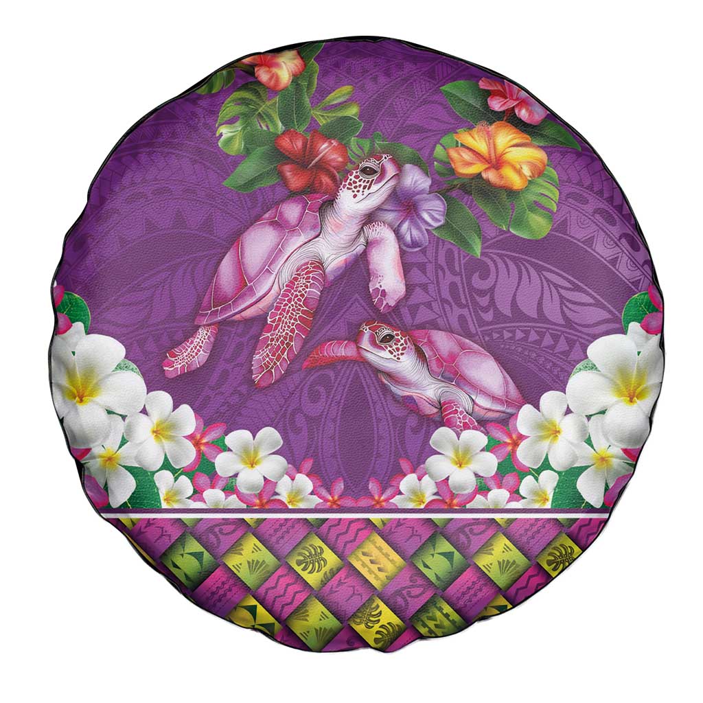 Hawaiian Lei Turtle and Plumeria Spare Tire Cover Polynerian Art Tattoo-Mauve Color LT03 - Polynesian Pride