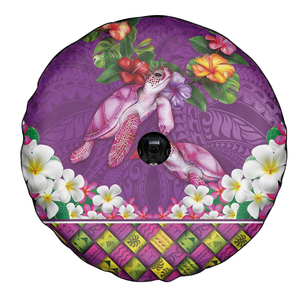 Hawaiian Lei Turtle and Plumeria Spare Tire Cover Polynerian Art Tattoo-Mauve Color LT03 - Polynesian Pride