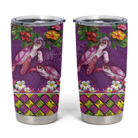 Hawaiian Lei Turtle and Plumeria Tumbler Cup Polynerian Art Tattoo-Mauve Color LT03 Purple - Polynesian Pride