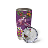 Hawaiian Lei Turtle and Plumeria Tumbler Cup Polynerian Art Tattoo-Mauve Color LT03 - Polynesian Pride