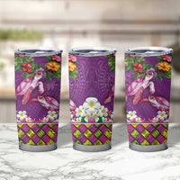 Hawaiian Lei Turtle and Plumeria Tumbler Cup Polynerian Art Tattoo-Mauve Color LT03 - Polynesian Pride