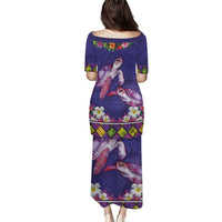 Hawaiian Lei Turtle and Plumeria Puletasi Polynerian Art Tattoo-Navy Color LT03 - Polynesian Pride