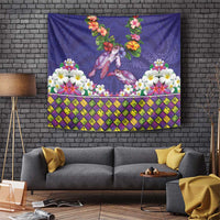 Hawaiian Lei Turtle and Plumeria Tapestry Polynerian Art Tattoo-Navy Color LT03 Navy - Polynesian Pride