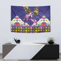 Hawaiian Lei Turtle and Plumeria Tapestry Polynerian Art Tattoo-Navy Color LT03 - Polynesian Pride