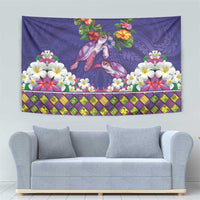 Hawaiian Lei Turtle and Plumeria Tapestry Polynerian Art Tattoo-Navy Color LT03 - Polynesian Pride