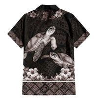 Hawaiian Lei Turtle and Plumeria Family Matching Mermaid Dress and Hawaiian Shirt Polynerian Art Tattoo-Grayscale Mode LT03 - Polynesian Pride