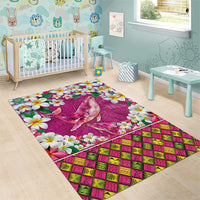 Hawaiian Plumeria and Humpback Whales Area Rug Polynerian Art Tattoo-Plum Pink Color LT03 - Polynesian Pride