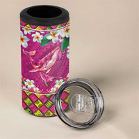 Hawaiian Plumeria and Humpback Whales 4 in 1 Can Cooler Tumbler Polynerian Art Tattoo-Plum Pink Color LT03 - Polynesian Pride