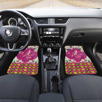 Hawaiian Plumeria and Humpback Whales Car Mats Polynerian Art Tattoo-Plum Pink Color LT03 Set 2pcs - Front Pink - Polynesian Pride