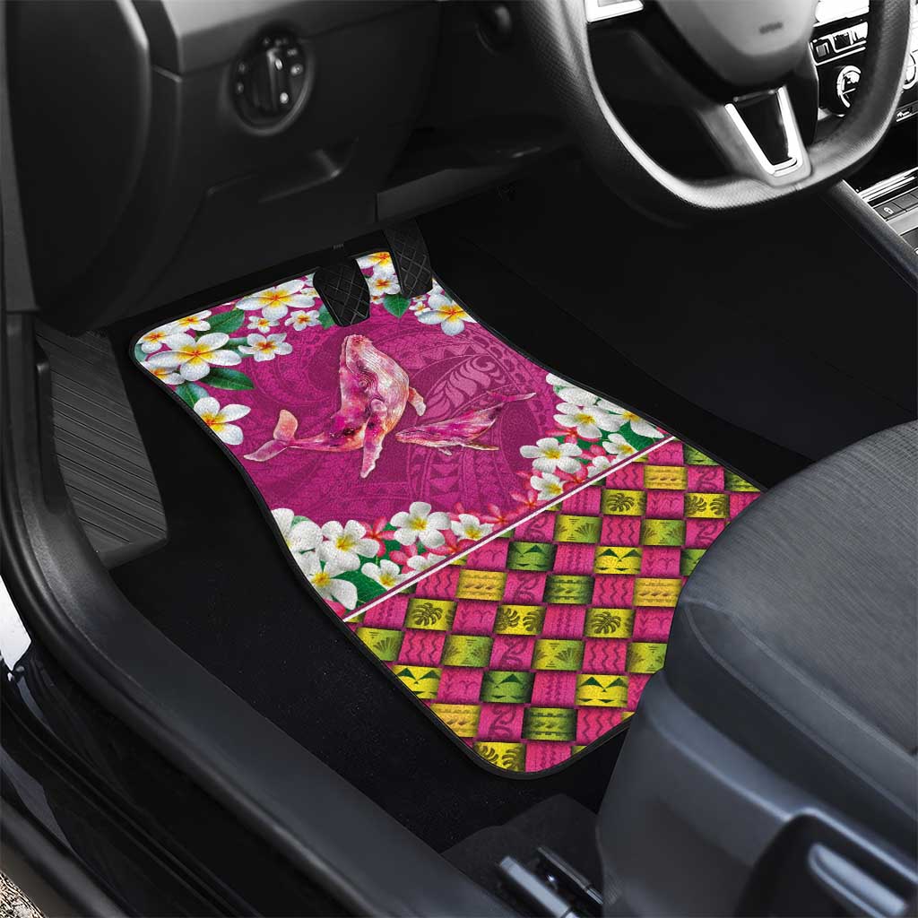 Hawaiian Plumeria and Humpback Whales Car Mats Polynerian Art Tattoo-Plum Pink Color LT03 - Polynesian Pride