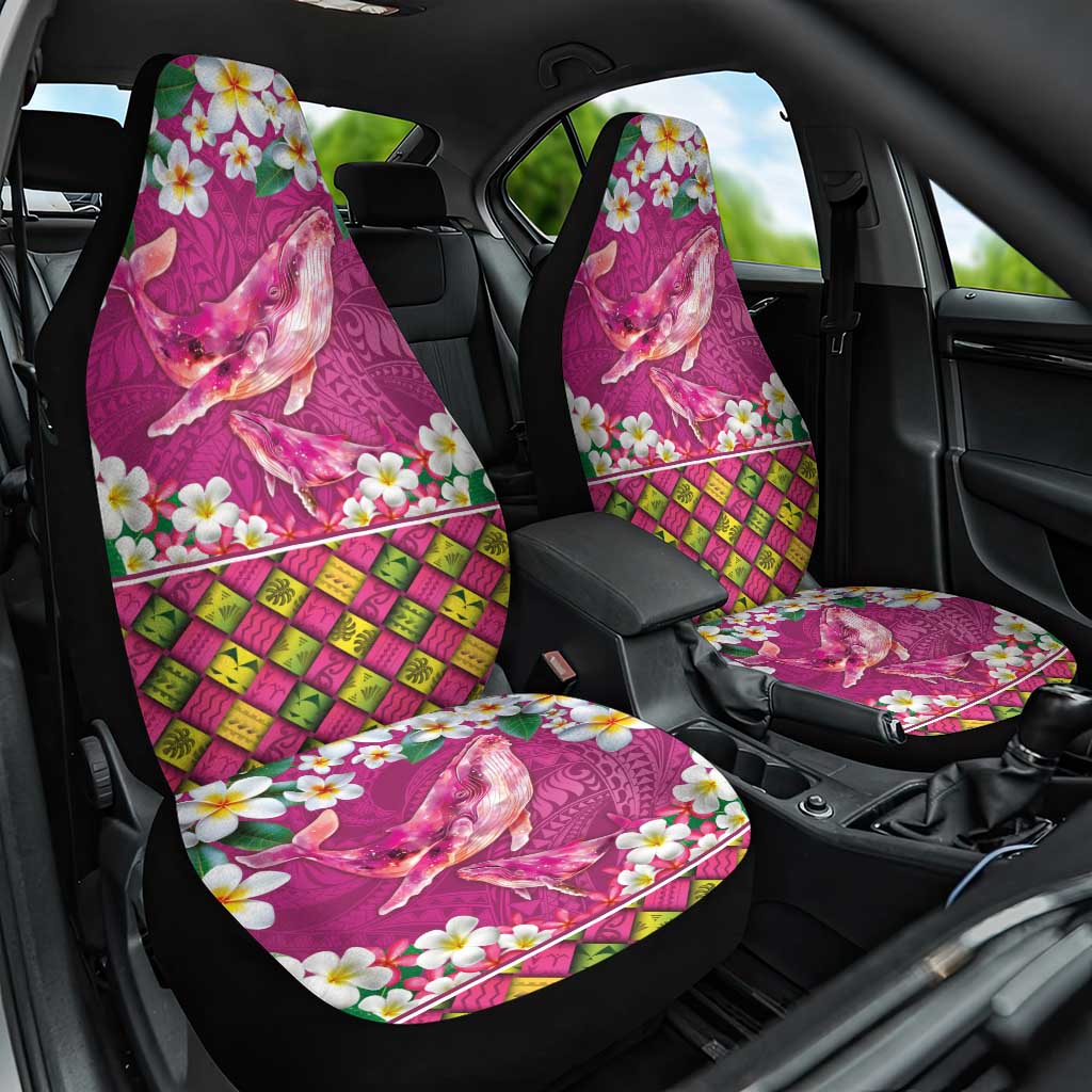 Hawaiian Plumeria and Humpback Whales Car Seat Cover Polynerian Art Tattoo-Plum Pink Color LT03 One Size Pink - Polynesian Pride