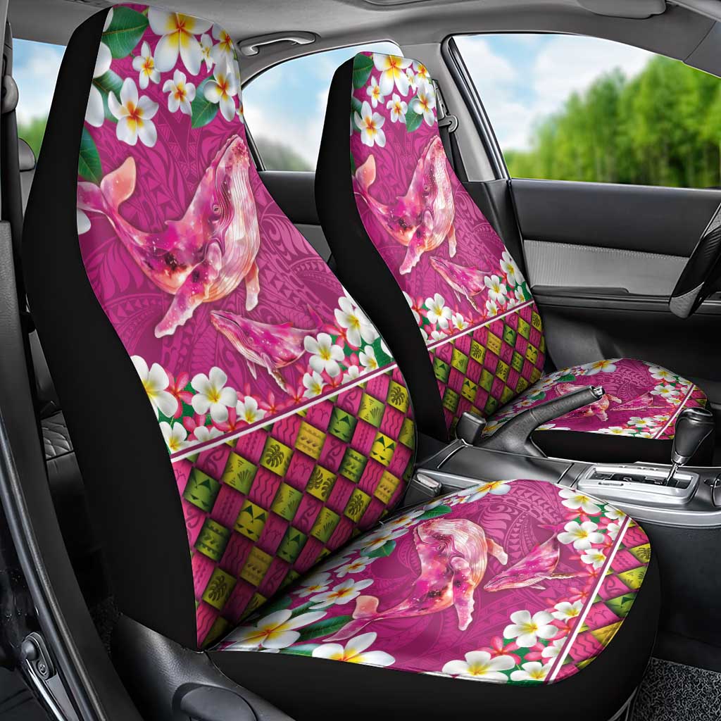 Hawaiian Plumeria and Humpback Whales Car Seat Cover Polynerian Art Tattoo-Plum Pink Color LT03 - Polynesian Pride