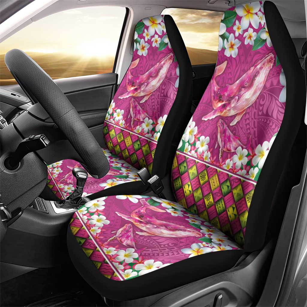 Hawaiian Plumeria and Humpback Whales Car Seat Cover Polynerian Art Tattoo-Plum Pink Color LT03 - Polynesian Pride