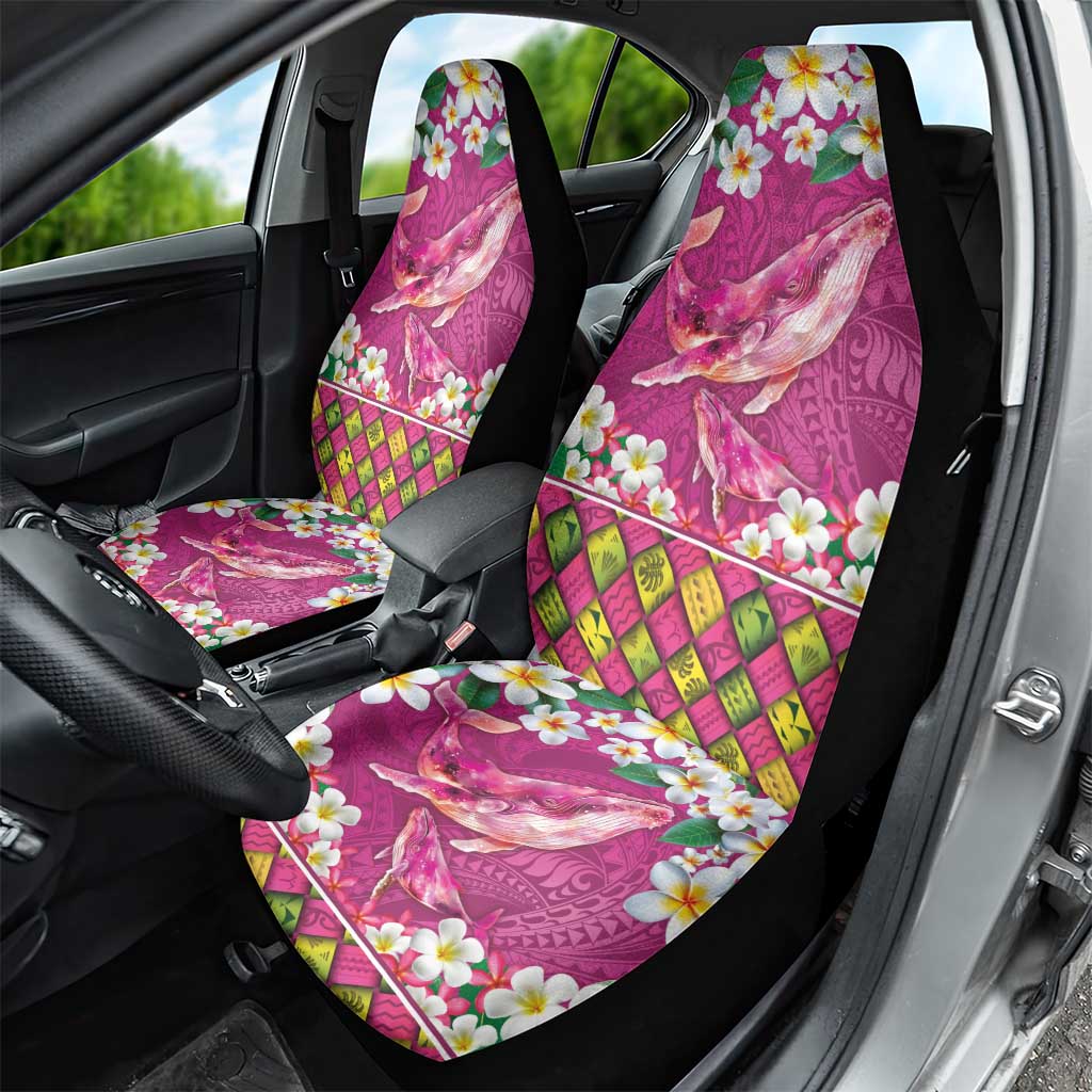 Hawaiian Plumeria and Humpback Whales Car Seat Cover Polynerian Art Tattoo-Plum Pink Color LT03 - Polynesian Pride