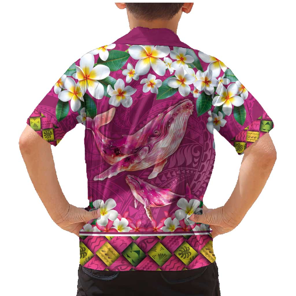 Hawaiian Plumeria and Humpback Whales Family Matching Mermaid Dress and Hawaiian Shirt Polynerian Art Tattoo-Plum Pink Color LT03 - Polynesian Pride