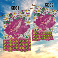 Hawaiian Plumeria and Humpback Whales Garden Flag Polynerian Art Tattoo-Plum Pink Color LT03 - Polynesian Pride