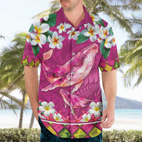 Hawaiian Plumeria and Humpback Whales Hawaiian Shirt Polynerian Art Tattoo-Plum Pink Color LT03 - Polynesian Pride