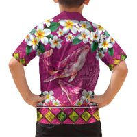 Hawaiian Plumeria and Humpback Whales Hawaiian Shirt Polynerian Art Tattoo-Plum Pink Color LT03 - Polynesian Pride