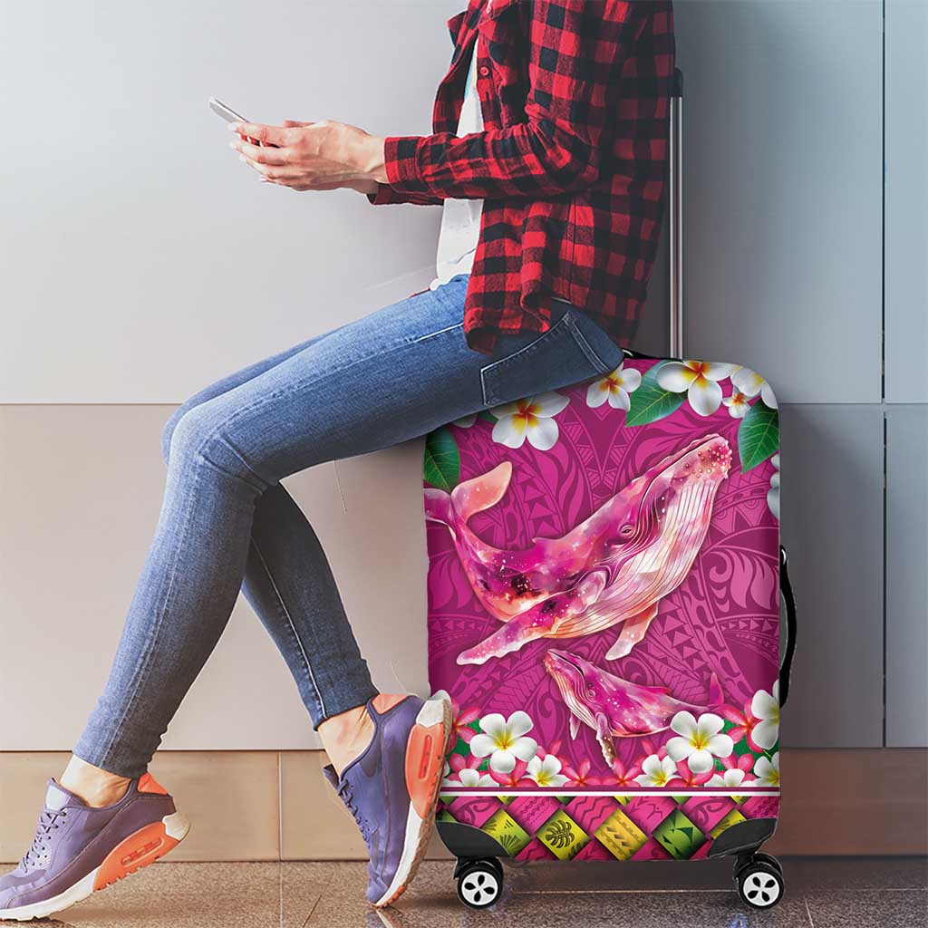 Hawaiian Plumeria and Humpback Whales Luggage Cover Polynerian Art Tattoo-Plum Pink Color LT03 - Polynesian Pride