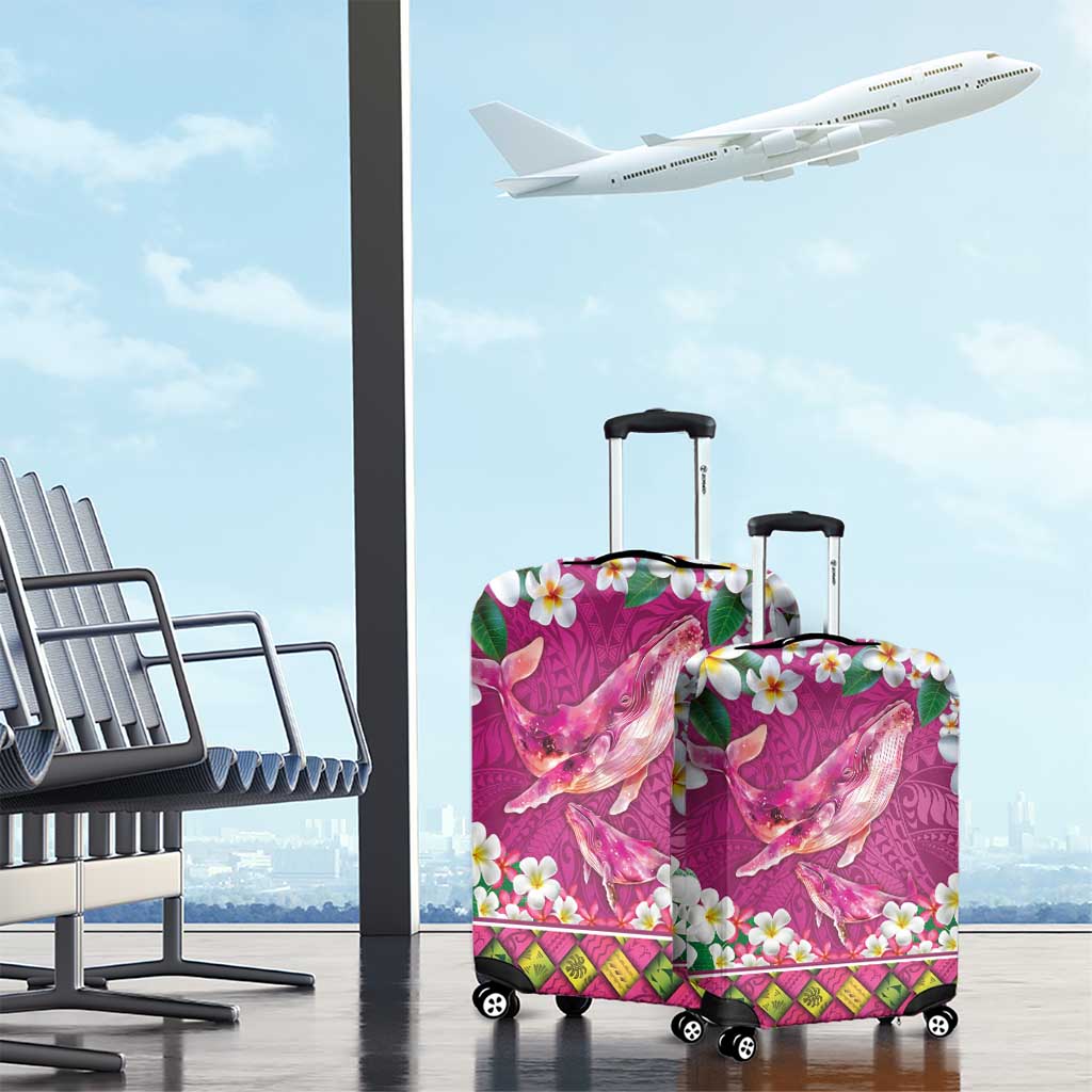 Hawaiian Plumeria and Humpback Whales Luggage Cover Polynerian Art Tattoo-Plum Pink Color LT03 - Polynesian Pride