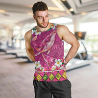 Hawaiian Plumeria and Humpback Whales Men Tank Top Polynerian Art Tattoo-Plum Pink Color LT03 Pink - Polynesian Pride