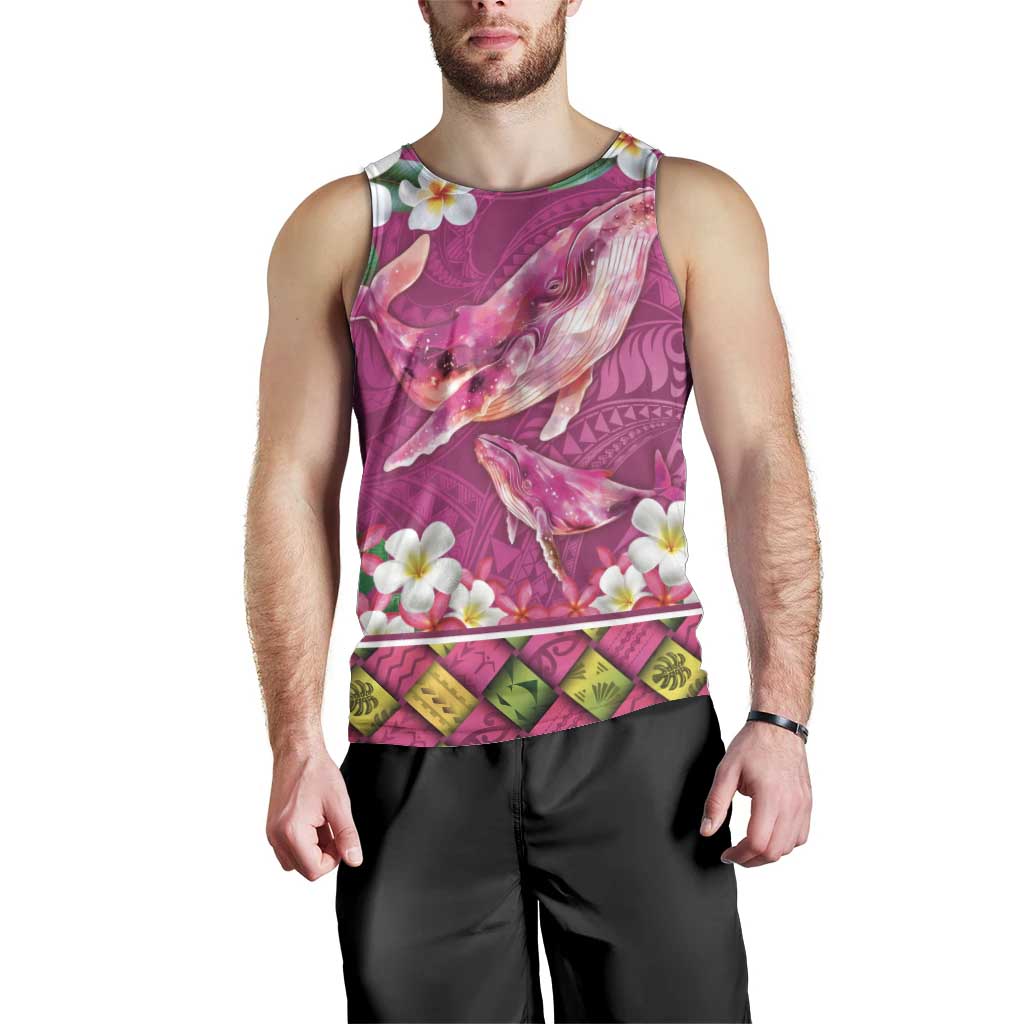 Hawaiian Plumeria and Humpback Whales Men Tank Top Polynerian Art Tattoo-Plum Pink Color LT03 - Polynesian Pride