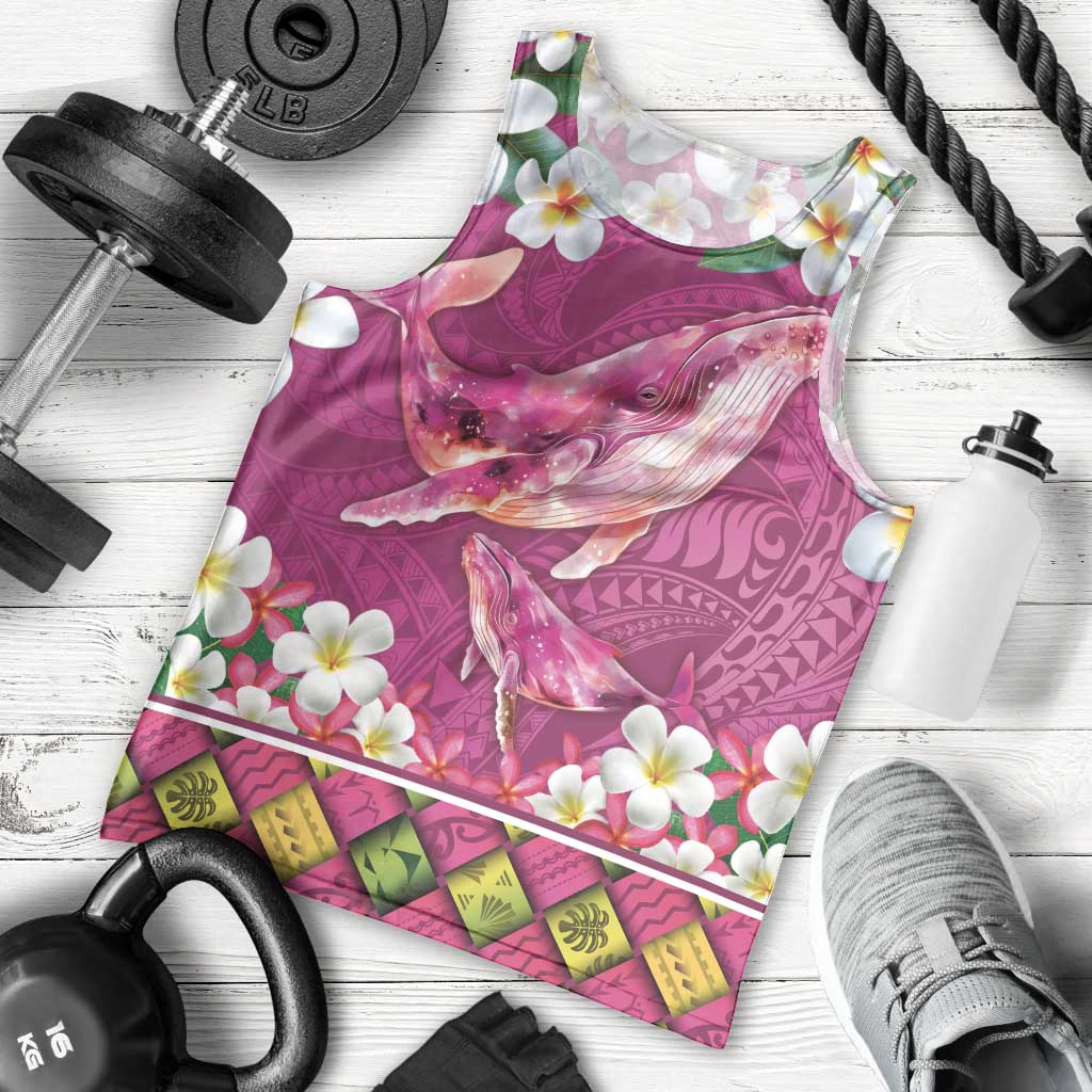 Hawaiian Plumeria and Humpback Whales Men Tank Top Polynerian Art Tattoo-Plum Pink Color LT03 - Polynesian Pride