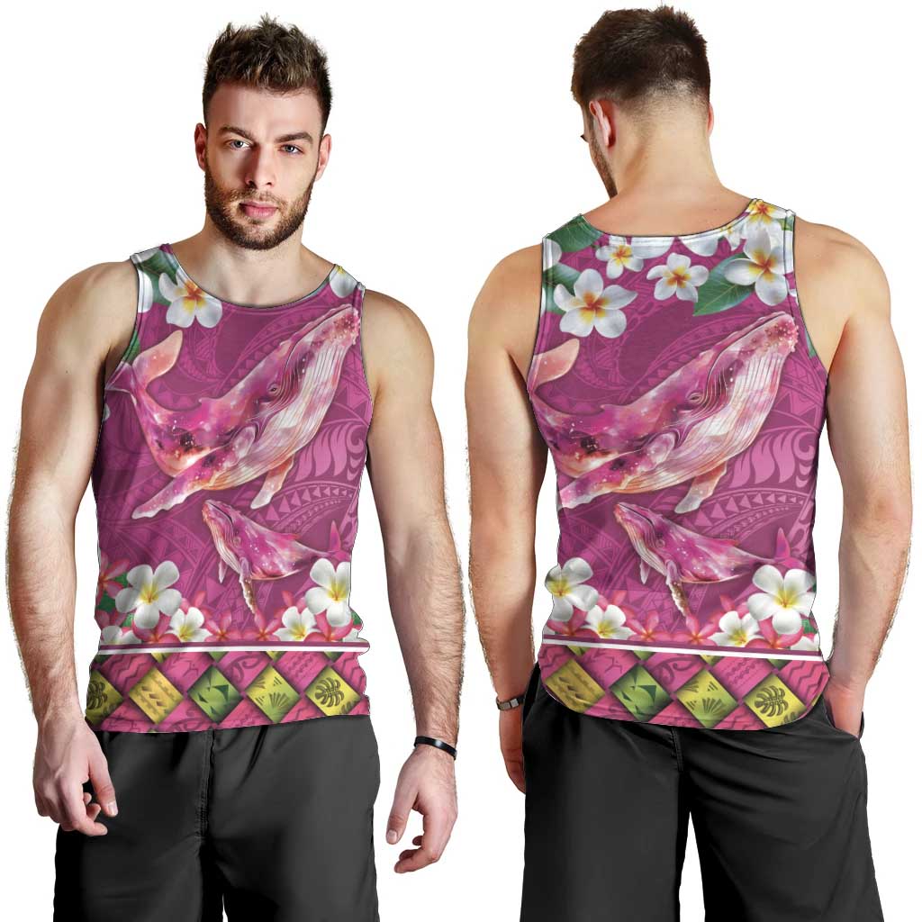 Hawaiian Plumeria and Humpback Whales Men Tank Top Polynerian Art Tattoo-Plum Pink Color LT03 - Polynesian Pride