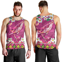 Hawaiian Plumeria and Humpback Whales Men Tank Top Polynerian Art Tattoo-Plum Pink Color LT03 - Polynesian Pride