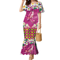 Hawaiian Plumeria and Humpback Whales Mermaid Dress Polynerian Art Tattoo-Plum Pink Color LT03 Women Pink - Polynesian Pride
