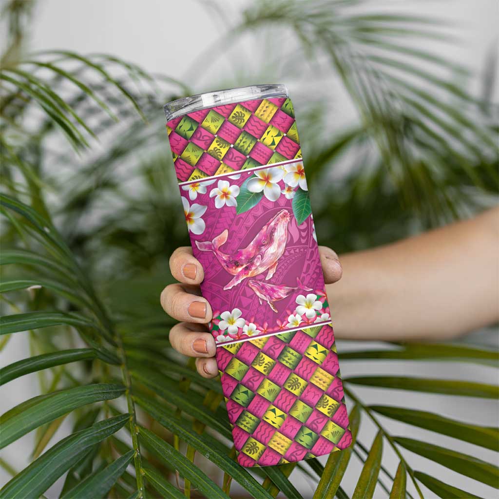 Hawaiian Plumeria and Humpback Whales Skinny Tumbler Polynerian Art Tattoo-Plum Pink Color LT03 - Polynesian Pride