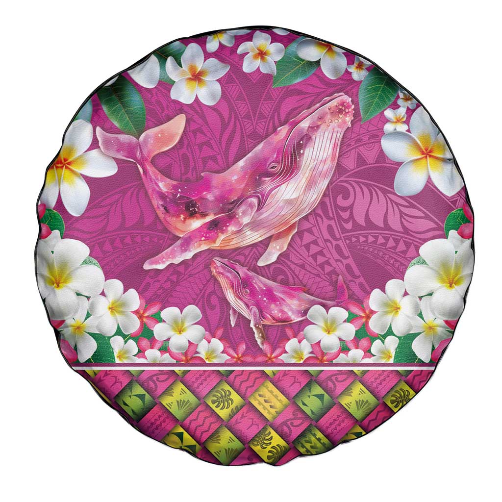 Hawaiian Plumeria and Humpback Whales Spare Tire Cover Polynerian Art Tattoo-Plum Pink Color LT03 - Polynesian Pride