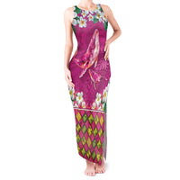 Hawaiian Plumeria and Humpback Whales Tank Maxi Dress Polynerian Art Tattoo-Plum Pink Color LT03 Women Pink - Polynesian Pride