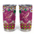 Hawaiian Plumeria and Humpback Whales Tumbler Cup Polynerian Art Tattoo-Plum Pink Color