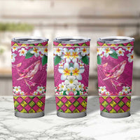 Hawaiian Plumeria and Humpback Whales Tumbler Cup Polynerian Art Tattoo-Plum Pink Color LT03 - Polynesian Pride