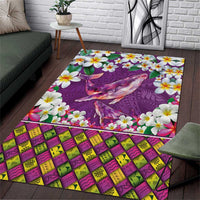 Hawaiian Plumeria and Humpback Whales Area Rug Polynerian Art Tattoo-Mauve Color LT03 Purple - Polynesian Pride