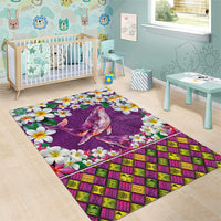 Hawaiian Plumeria and Humpback Whales Area Rug Polynerian Art Tattoo-Mauve Color LT03 - Polynesian Pride