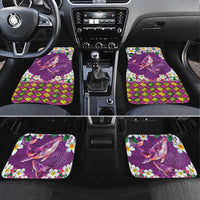 Hawaiian Plumeria and Humpback Whales Car Mats Polynerian Art Tattoo-Mauve Color LT03 Set 4pcs Purple - Polynesian Pride