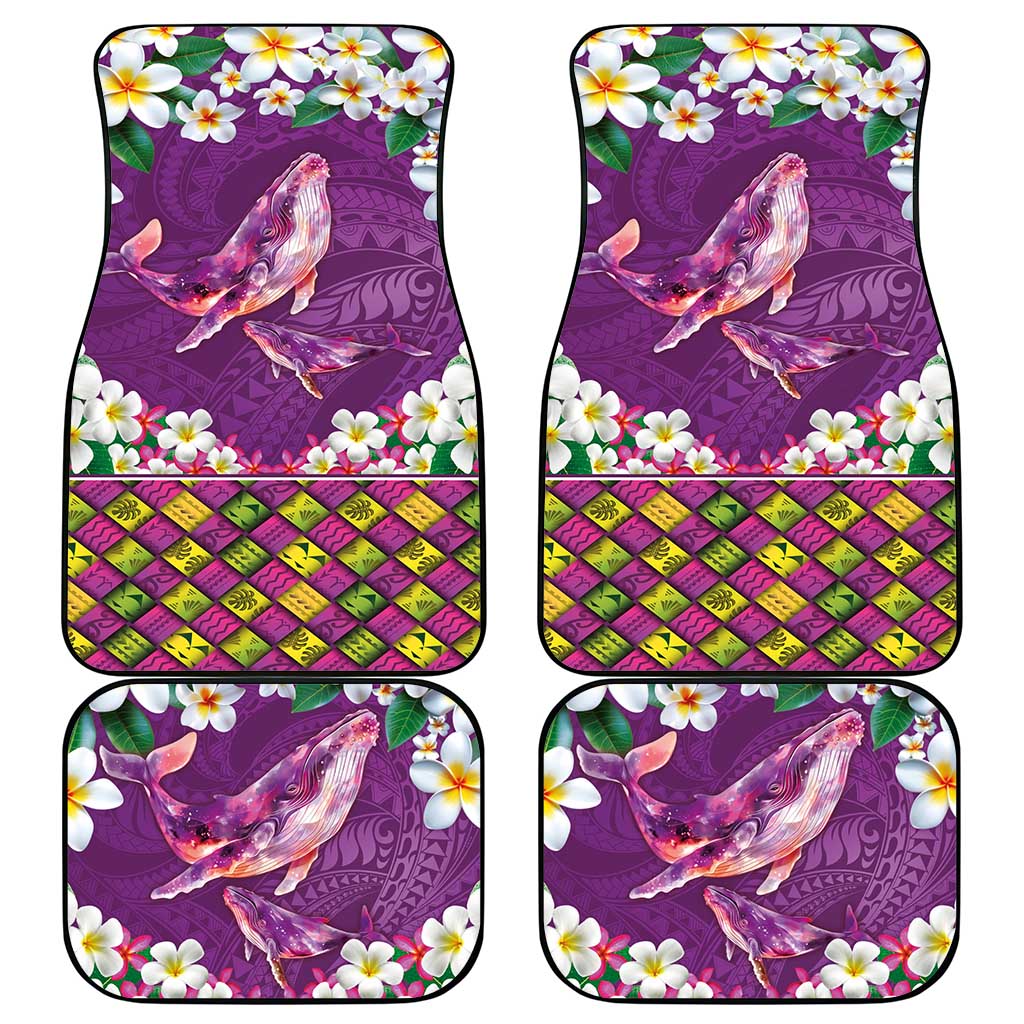 Hawaiian Plumeria and Humpback Whales Car Mats Polynerian Art Tattoo-Mauve Color LT03 - Polynesian Pride