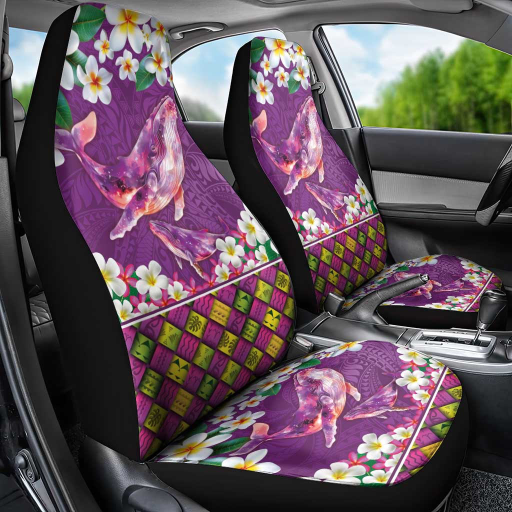 Hawaiian Plumeria and Humpback Whales Car Seat Cover Polynerian Art Tattoo-Mauve Color LT03 - Polynesian Pride