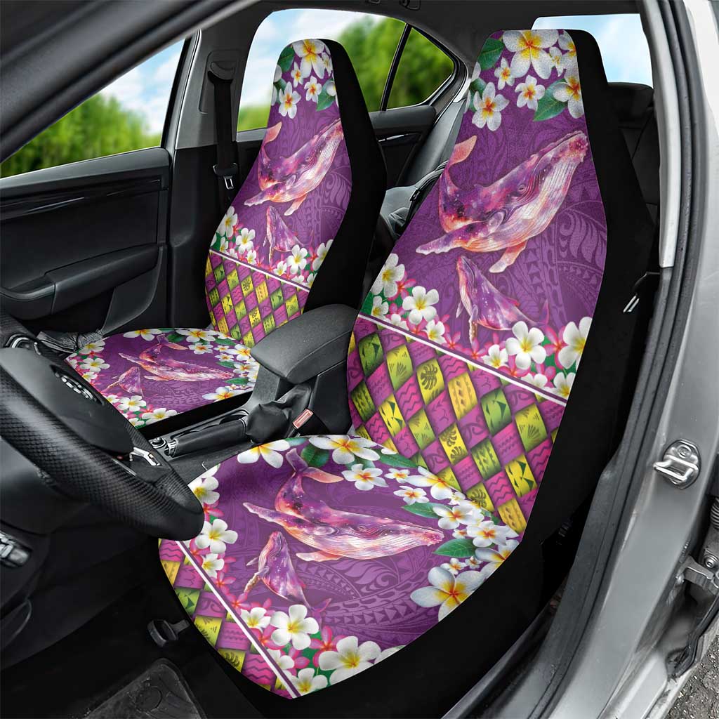 Hawaiian Plumeria and Humpback Whales Car Seat Cover Polynerian Art Tattoo-Mauve Color LT03 - Polynesian Pride