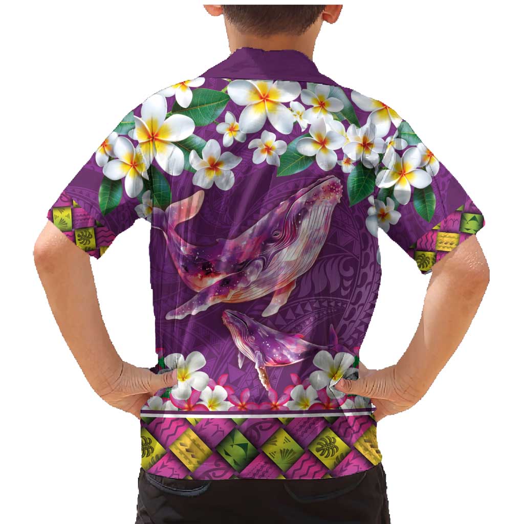 Hawaiian Plumeria and Humpback Whales Family Matching Mermaid Dress and Hawaiian Shirt Polynerian Art Tattoo-Mauve Color LT03 - Polynesian Pride